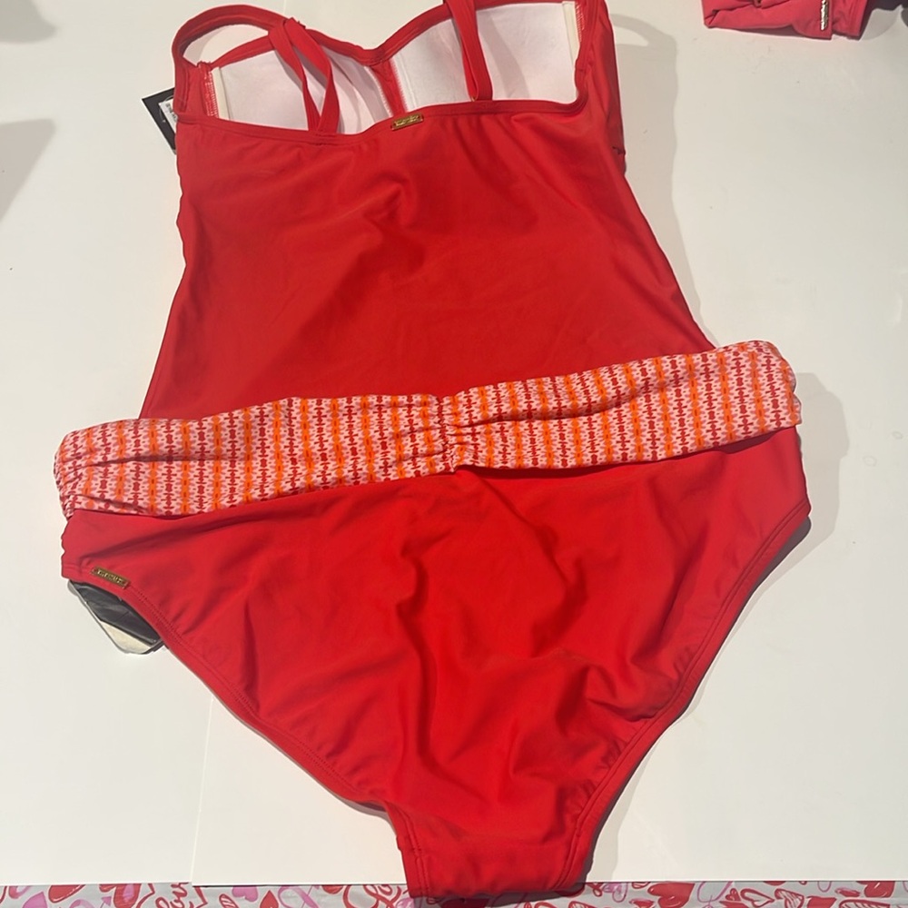 Ellen Tracy NWT tankini set coral orange peach 8D top 14 bottoms - Picture 5 of 5